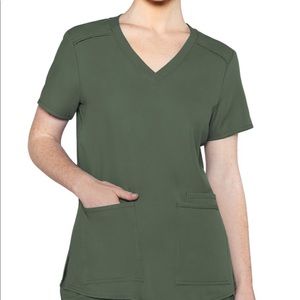 Med Couture Olive Green V-Neck Scrub Top